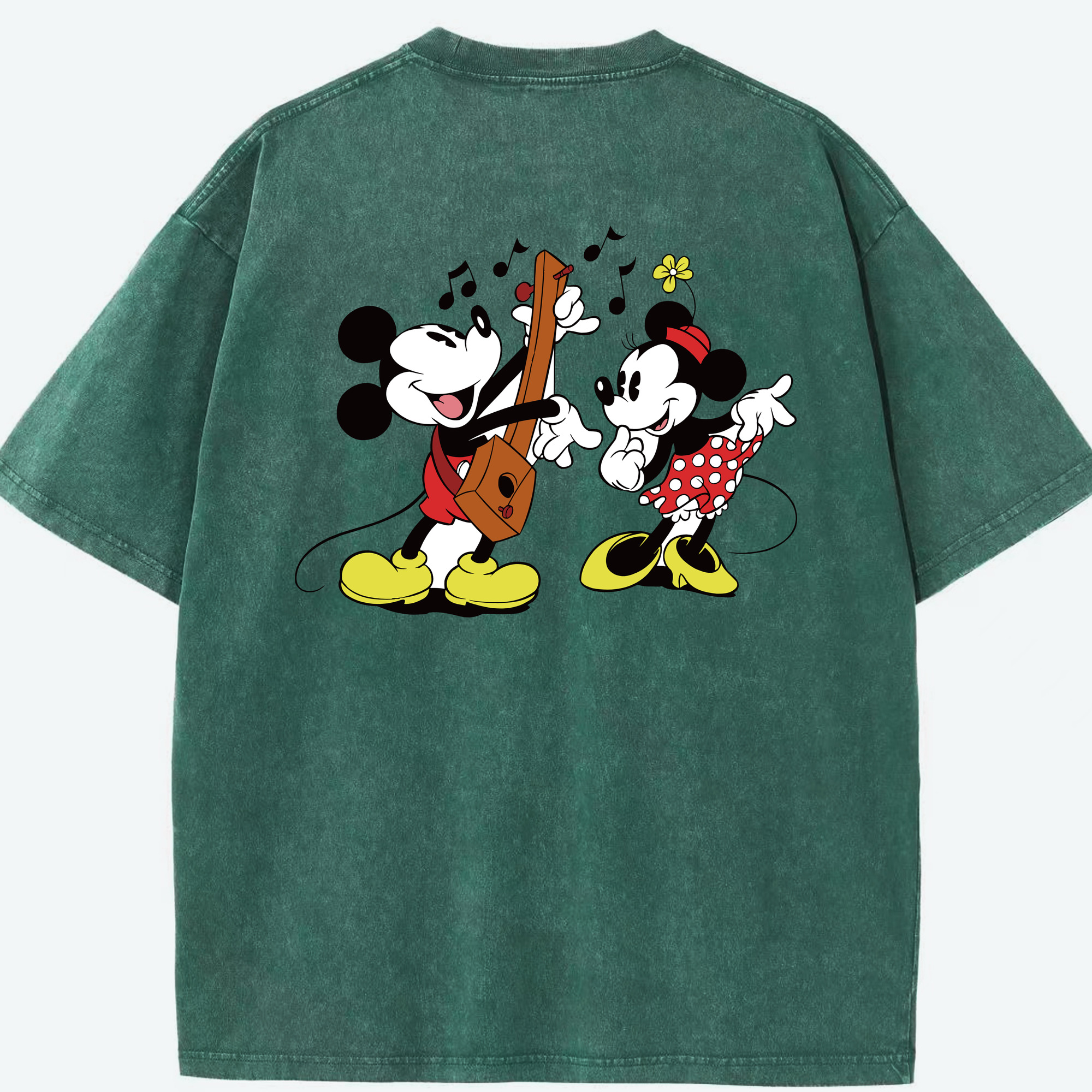 （画像用） ミッキーマウス Mickey Mouse 綿100% ヴィンテージ風 半袖Tシャツ（背面プリント）